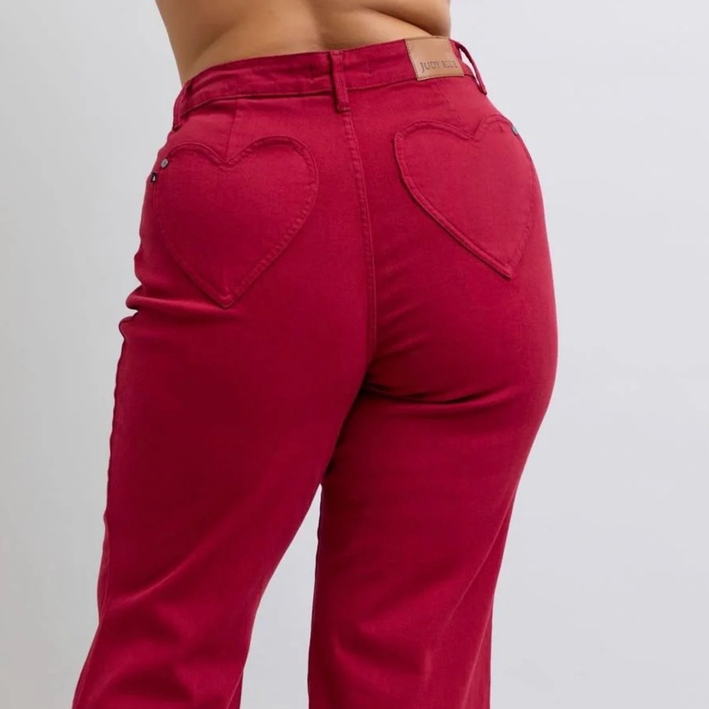 Judy Blue Scarlet High Waist Denim with Heart Back Pockets size 16W